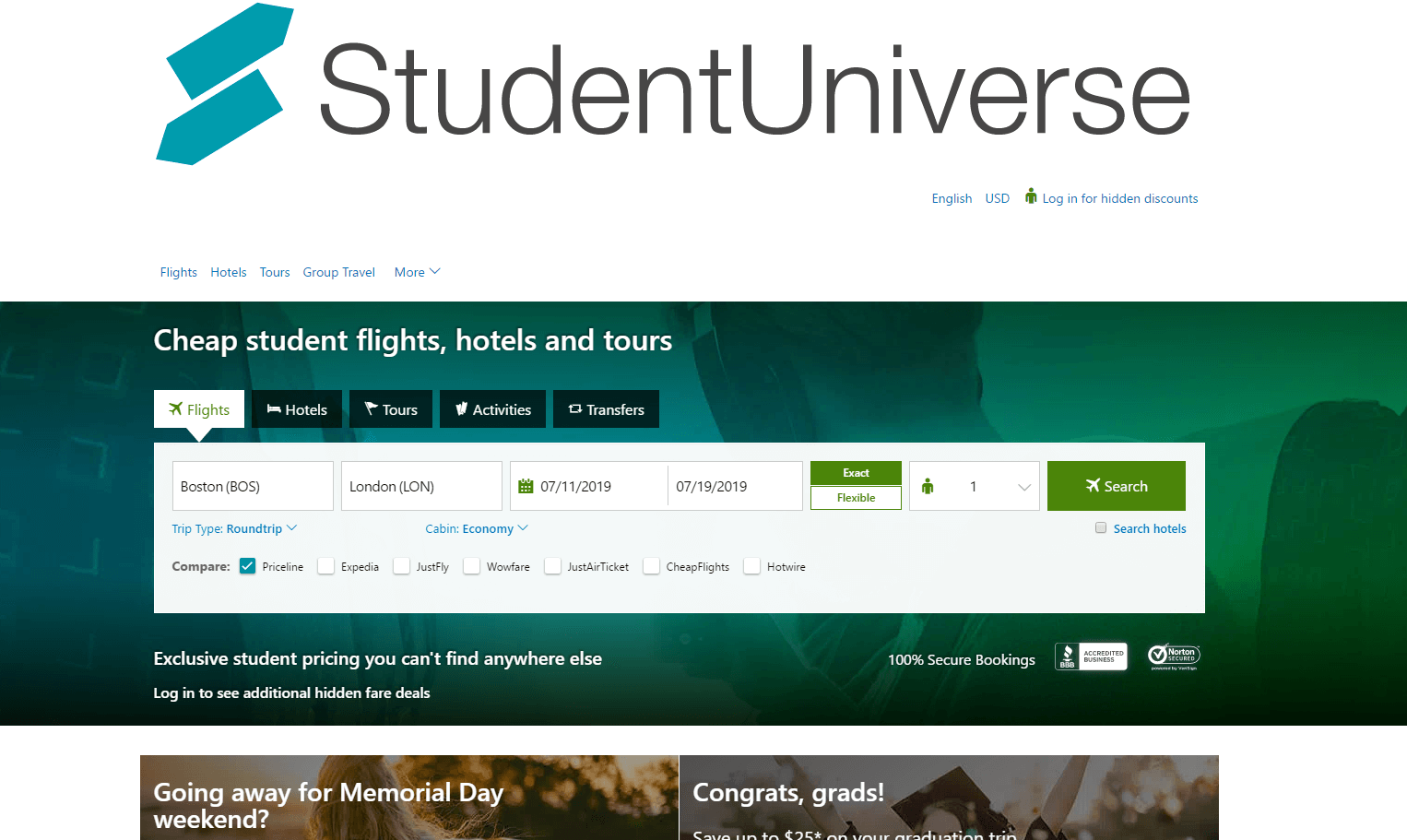 StudentUniverse优惠码2024 亚洲至北美航班暑期开学特惠 单程$270起 + 额外省$20 新用户专享
